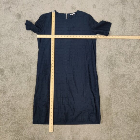 Gap Navy Blue Eyelet Short Sleeve Dress Tall Size 8 Bohemian Boho Cotton - Picture 6 of 10